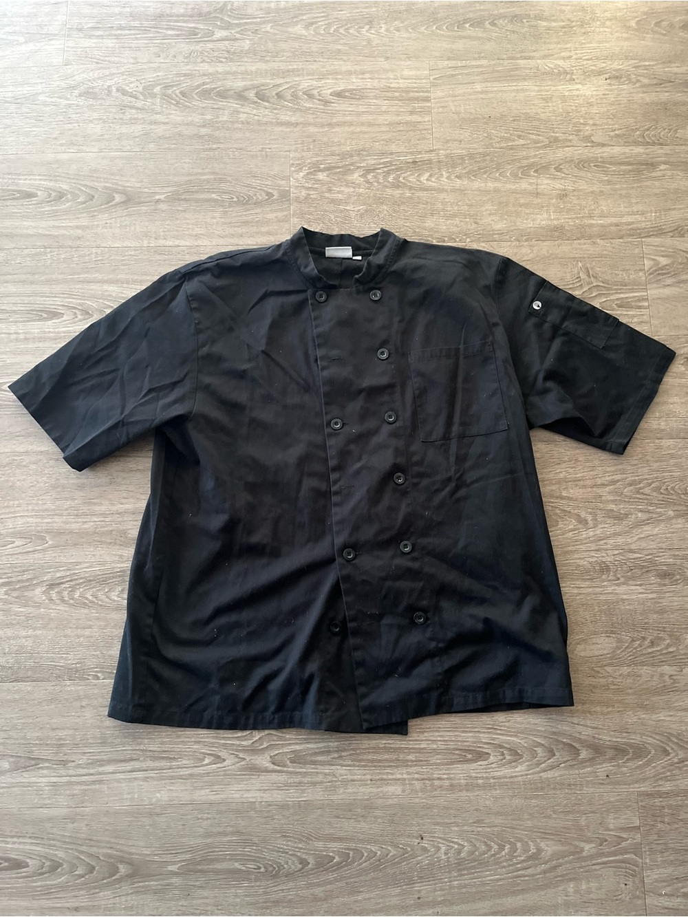 Chef Works Chef Coat Mens 2XL Black Short Sleeve Double Breasted Uniform Shirt